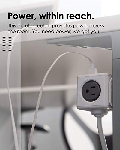 Allocacoc PowerCube Extended 4 Outlets 2USB, 5ft Power Strip Surge Protector 1875W 15A 125V 14AWG, No Blockage, Mounting Dock, Heavy Duty Travel Home Office Dorm Cruise Compact Space Saving, ETL - color: Red