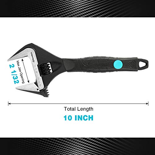 DURATECH 10-Inch Wide Jaw Adjustable Wrench - color: Black, size: 10-Inch