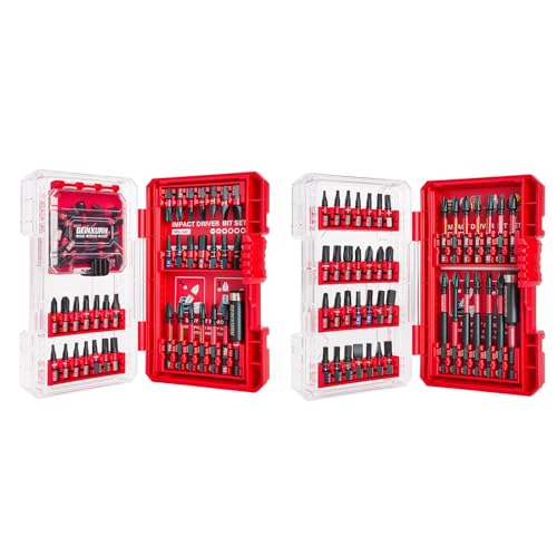 Geinxurn 107Pieces Impact Screwdriver Bits Set, Magnetic S2 Steel 1”/2”3”Phillips/Square/Torx/Slotted/Hex/Pozi Bits Tips and Impact Bit Holder with Storage Box Case - style: STKB107