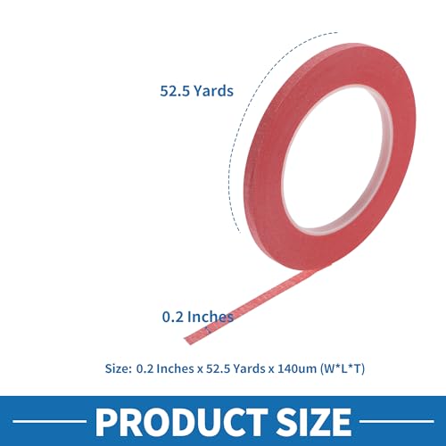 Painters Tape Easy Removal 0.2 Inches x 52.5 Yards Masking Master Tape Red - color: Red, size: 0.2 Inches x 52.5 Yards
