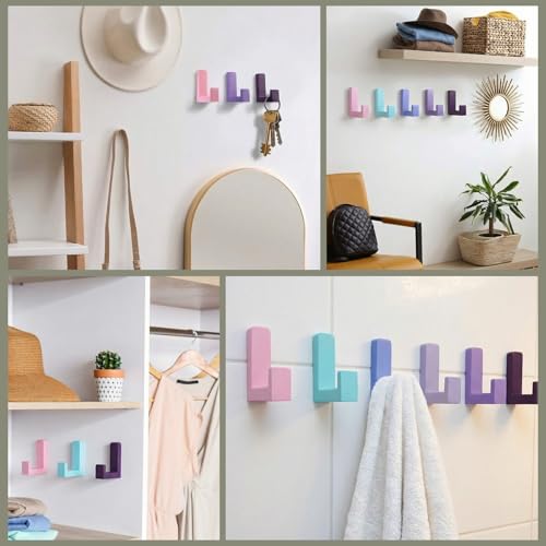 Teenyyou 6 Pcs Cute Kids Wall Hooks Adhesive for Backpack Purple - color: Purple