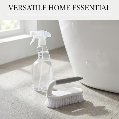 2 Pack Heavy Duty Scrub Brush for Cleaning, Stiff Bristle Cleaning Brushes with Ergonomic Grip for Bathroom Shower Kitchen Sink Carpet Bathtub Tile Floor, Multi-Purpose Household Scrubber Brush