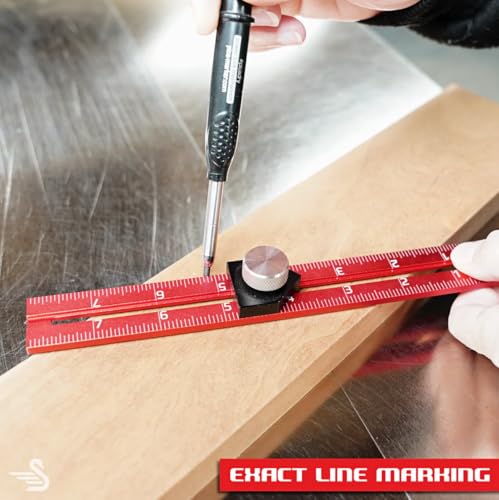 RED Tail Offset Ruler, Woodworking Straight Edge, 8”