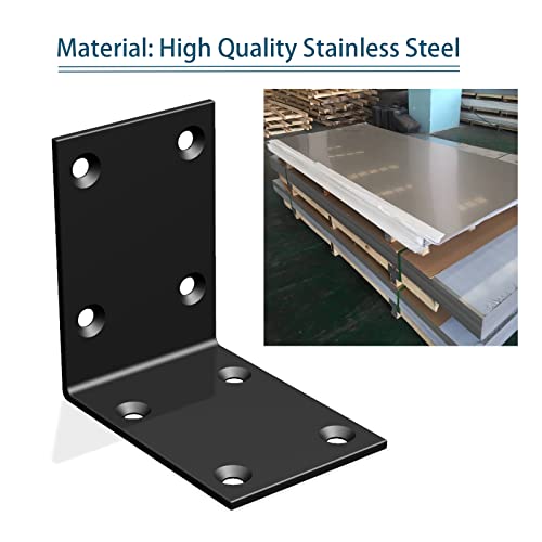 Black Stainless Steel Corner Bracket L Brackets Metal Corner Brace - size: 2.8x2.8x2