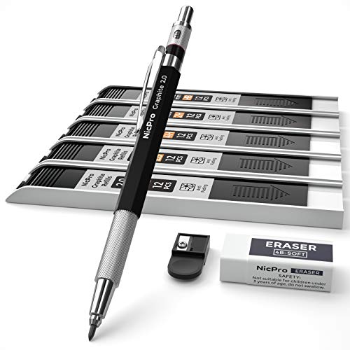 Nicpro 2mm Metal Mechanical Pencil Set with Case, 1PCS - size: 1 Count (Pack of 1)