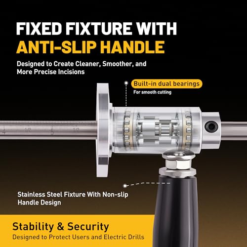 Internal Pipe Cutter, Pipe Cutter Tool with Diamond Grits Cutting Wheel Pipe with Handle, Stainless Steel Plumbing Inside Plastic Hose Cutting Tool for Drill 1/2 to 8 Inch, 7" Adjustable Cutting Depth