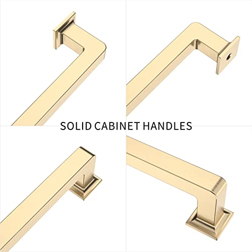 9BUILD 10 Pack 7.5 Inch Brushed Brass Cabinet Pulls,Kitchen Hardware - color: Brushed Brass, size: 7.5"/192MM Hole Center