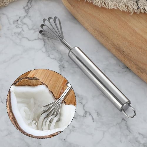 3Pcs Stainless Steel Coconut Meat Scraper, Fish Scaler Remover for Kitchen, Melon Scraper Filipino, Multi Purpose Melon Grater