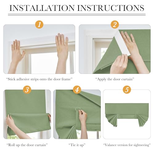 RYB HOME 100% Blackout Classroom Door Window Cover, Sidelight Curtains - color: Sage Green, size: 12"W x 40"L (Pack of 1)