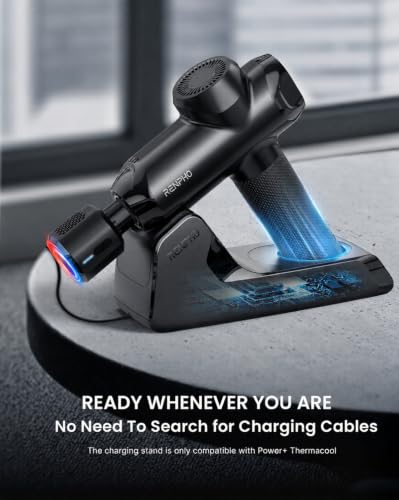 RENPHO Power+ Thermacool Deluxe Massage Gun with Heat and Cold - color: Tar Black