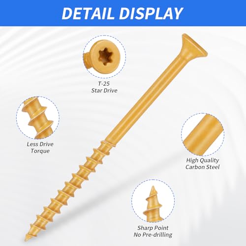 Outdoor Wood Deck Screw Kit, Bronze Rust-Resistant Epoxy Coated, T25 Star Drive (Bit Included), 110-Piece Assorted Set, Heavy-Duty for Timber/Log/Landscaping, Exterior Use
