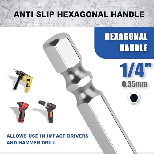 3 Pack 1/2"(12mm) Hex Shank Hammer Drill Masonry Drill Bits, 6" Length - size: 1/2" x 6" ( 12x150mm ), style: 3 Pieces