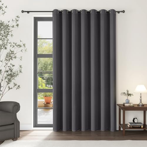 ChrisDowa Room Divider Curtains 84 Inches Long Sliding Door Curtain 1 Panel - color: Dark Grey, size: 100"W x 84"L (Pack of 1)