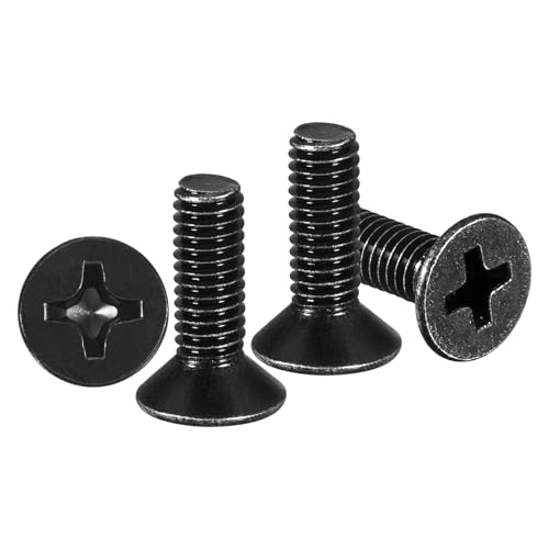 METALLIXITY M3-0.5x8mm Phillips Flat Head Bolts 304 Black 50Pcs - color: Black, size: M3-0.5x8mm