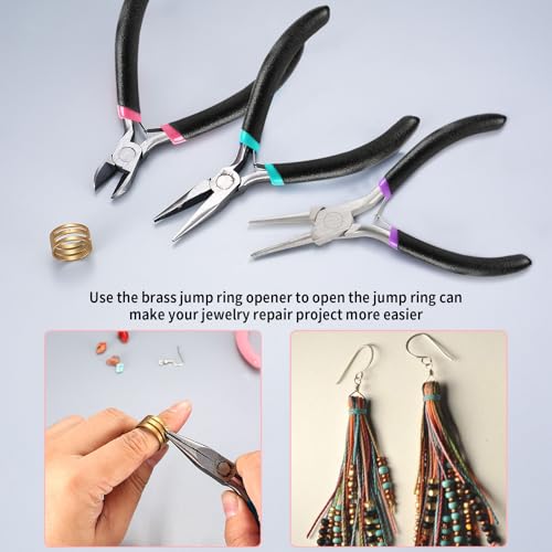 3Pcs Jewelry Making Tools Pliers Kit,Needle Nose/Round Nose Pliers/Diagonal - style: 3pcs - Black