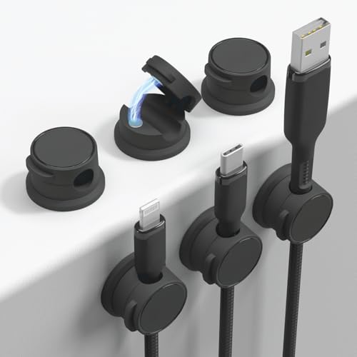 Travel Depot Cable Management Magnetic Snap Organizer 6-Pack, Black - color: Black