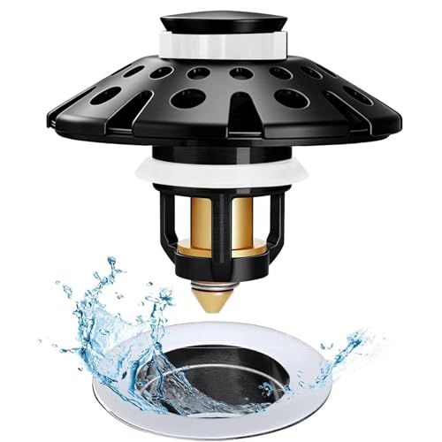 AzWzz Bathroom Sink Drain Strainer, 3 in 1 Pop Up Bathroom Sink Stopper - color: Matte Black