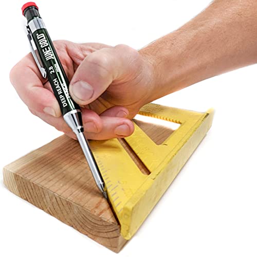 June Gold 2.8 mm Deep Reach Metal Carpenter Pencil, 36 Refills, 6 Colors