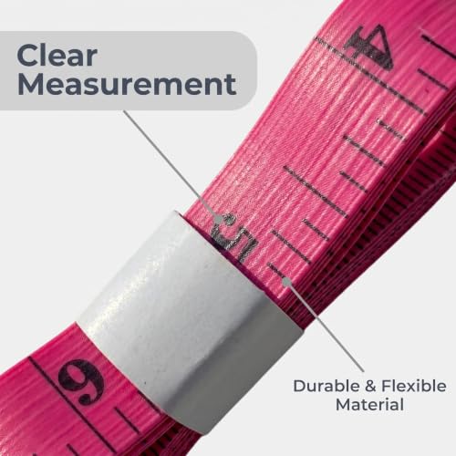 Measuring Tape for Body Measurements, Soft Tape Measure Double Scale, Has 150 Centimetre Scale on Reverse and Front 60 Inch - color: Red