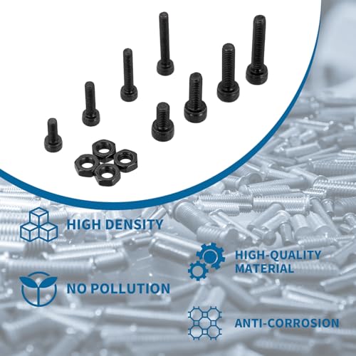 1560 Pcs M2 M3 M4 M5 Screws and Nuts, Assorted Bolts and Nuts Assortment, Hex Socket Head Cap Screws Bolts and Nuts Set, Black Metric Machine Screw Assortment Kit - size: M2, M3, M4, M5