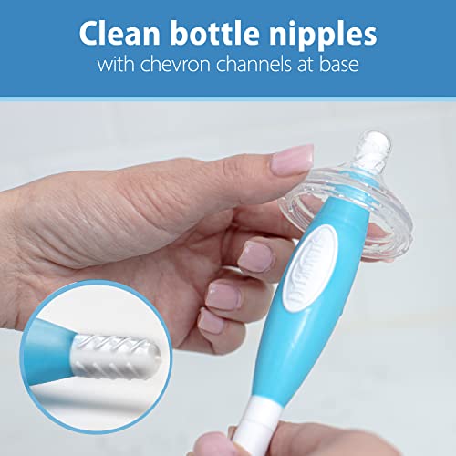 Dr. Brown's Baby Bottle and Nipple Brush Deluxe Cleaner, Soft Touch, and Sponge Brushes, Blue Variety Pack, 3 Count - color: Blue Variety Pack, size: 3-Pack