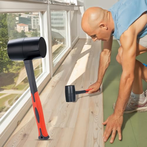DESHIL Rubber Mallet 16 oz, Durable Rubber Hammer with Fiberglass Handle