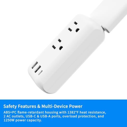 Electrical Outlet Extender Stick,Extends 22"-34" with USB C,USB A & 2 AC Outlets,180° Rotating Vertical Wall Plug Extension Outlet for Hard to Reach Spaces Behind Sofa,Dorm Bed,Nightstands and More.
