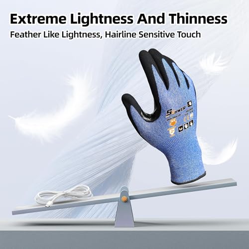 Schwer A4 AIR-SKIN Cut Resistant Work Gloves, Ultra Lightweight, AR3900, XL - color: Blue, size: X-Large