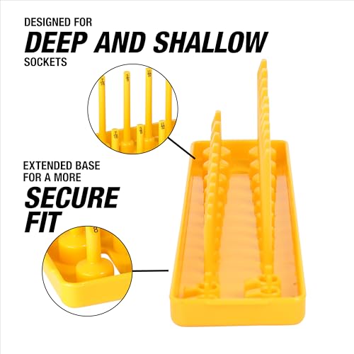 OEMTOOLS 22238 6-Pc SAE & Metric Socket Tray Set for Sizes 1/4", 3/8”, 1/2" - color: Black and Yellow