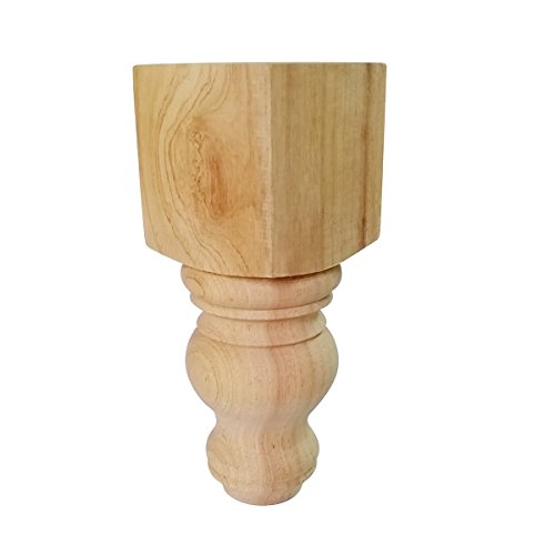 8" Wood Furniture Legs Bun Feet Unfinished Furniture Feet for Cabinet Sofa Bench Ottoman, Dresser Foot Replacement 2 Pcs