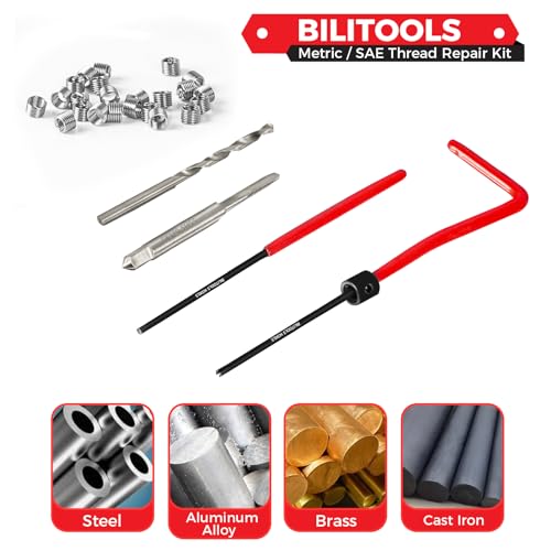 BILITOOLS M3x0.5 Helicoil Thread Repair Kit Metric, HSS Drill Heli Coil Repair Kit - size: M3 x 0.5, style: Metric