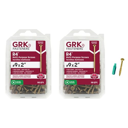 GRK Fasteners R4™ #9 x 2 Multi-Purpose Framing Screws, 110 PCS (2-PK) - size: #9x2" 220 count