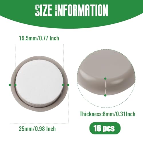 Furniture Sliders,25mm Round Table and Chair Leg Sliding Pad for Easy Moving on Carpet Hardwood (16pcs) - size: 25mm, Round