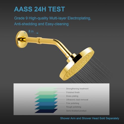 OFFO Shower Head Extension Arm, Shower Arm Extension Shower Head Extender Made of 304 Stainless Steel Shower Pipe Extension, Bright Gold 6 in - color: Bright Gold, style: 6 in