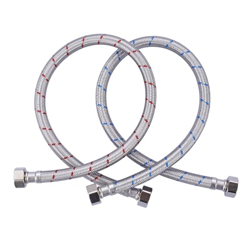 ARCORA 16-Inch Length Faucet Hose Connector Braided Stainless Steel cUPC Supply Lines 1/2-Inch FIP x 1/2-Inch FIP Faucet Hose Replacement 1 Pair - size: 16 Inch