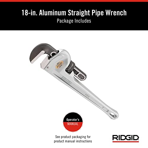 RIDGID 31100 Model 818 Aluminum Straight Pipe Wrench, 18-inch Plumbing Wrench - size: 18", style: Pipe Wrench