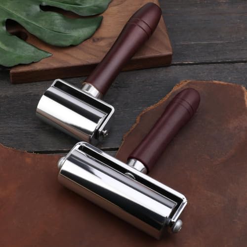Mnuizu 60mm+100mm Leather Press Edge Roller, Black Leather Craft Roller - color: Black, size: 60mm+100mm