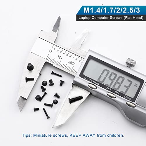 NINDEJIN 720pcs Laptop Notebook Computer Carbon Steel Screws Kit Set, Flat Head Phillips Screw Assortments, M1.4/1.7/2/2.5/3 Countersunk ssd Screws Accessories for SSD Toshiba DELL Sony Samsung - style: Flat Head