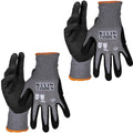 KLEIN TOOLS 60585 Work Gloves, Knit Dipped Cut Resistant ANSI A2 Nitrile Coated Gloves, HPPE Fabric, Touchscreen Capable, Large, 2-Pair - size: Large