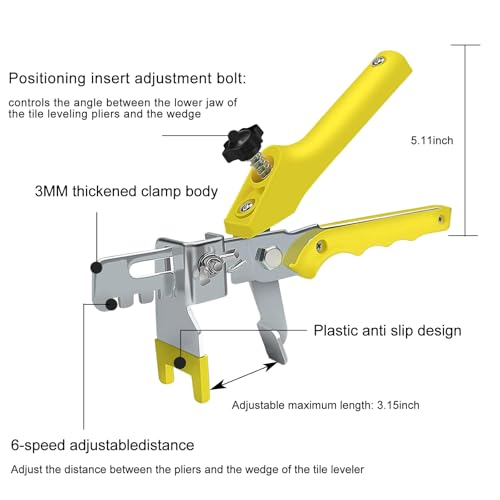 Tile Leveling Compounds System Plier Hand Floor Pliers Tiling Installation Locator Leveling System for DIY Ceramic Stone Wall Tile Spacers Adjustment yellow - size: Yellow tile plier