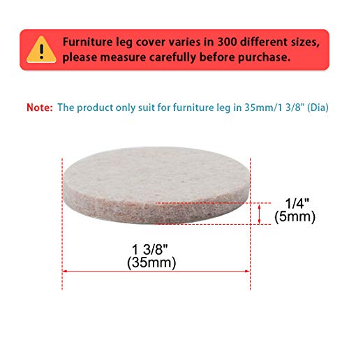 uxcell 24pcs Furniture Pads Round 1 3/8" Self-stick Non-slip Anti-scratch Felt Pads Table Floors Protector Beige