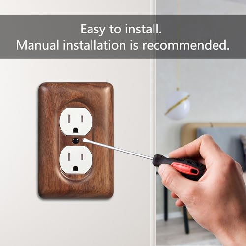 Decorative Outlet Covers Solid North American Walnut Plug Plate Covers, Electrical Wall Plates for Outlets (Pack of 2) - color: Walnut wood, size: Single Duplex (Pack of 2)