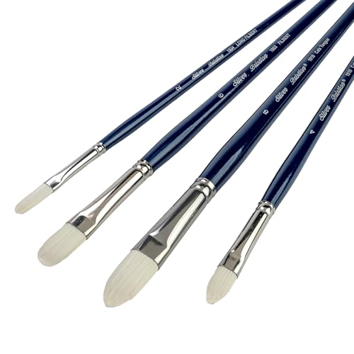 Silver Brush Limited Bristlon Cat's Tongues & Filberts Oil Brush Set, 4pc - color: Cat's Tongues & Filberts, size: 4 count