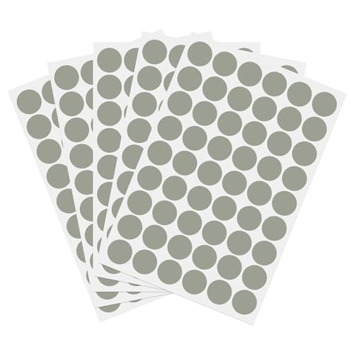 PATIKIL 270 Pieces Screw Hole Stickers, 5 Sheet Self-Adhesive Waterproof PVC Wood Grain Sticker for Screw Holes Wall Cabinets Desk Repairing, Light Gray, 21mm/0.83 Inch - color: Light Gray