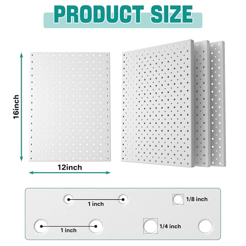 EVERHANGER Metal Pegboard Panels, Heavy Duty Pegboard Wall Organizer - color: Gray, size: 4pack 12"X16"