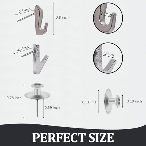 Picture Hanging Nails, 45 Pack Double Headed Push Pins Wall Thumb Tacks for Drywall , Art, Posters, Photos, Hanging Kit with Nails & Hooks