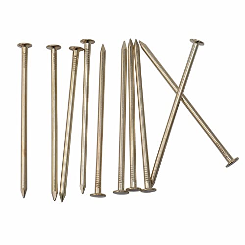 JEGONFRI 60PCS 3" x 12Ga Brass Plated Wall Nails for Hanging, Wood Nails - color: Gold, size: 3 In , 60 Pcs