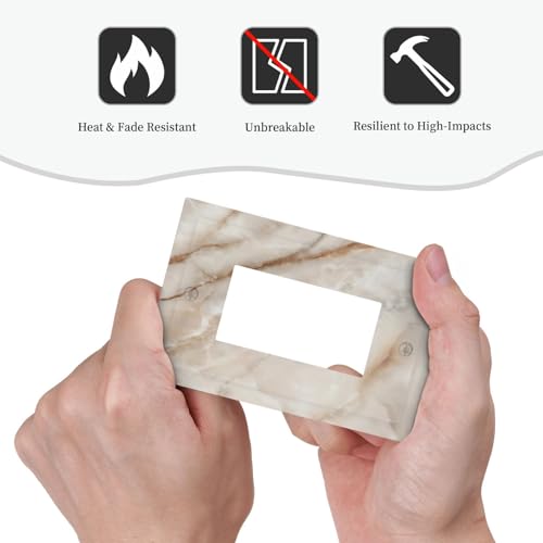 Beige Marble Pattern Light Switch Cover Modern Wall Plate Decorative 1 Gang Single Rocker Switch Plates Electrical Outlet Faceplate for Bathroom Kitchen Bedroom 5" x 3" - size: 1 Gang Single Rocker