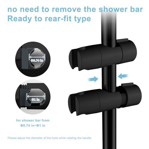 OFFO Shower Head Holder for Slide Bar Adjustable 0.75-1.00 in(19-25mm) O.D, Adjustable Holder for Slide Bar Slider Clamp Bathroom Replacement, 45 Degree Rotation Sprayer Holder, Matte Black - style: Matte Black