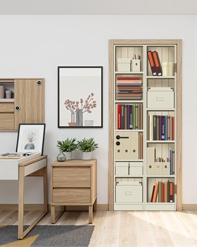 FLFK Door Mural Sticker - White Bookcase, Peel and Stick, Combined Size 30.3"x78.7", Split into 2 Pieces - color: Mt996, size: 30.3"x78.7"